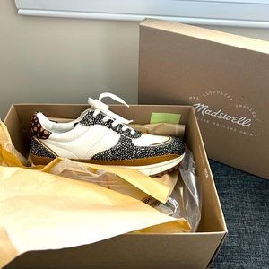 BRAND NEW! Madewell Kickoff Trainer in Leather & Calf Hair! Size 6.5